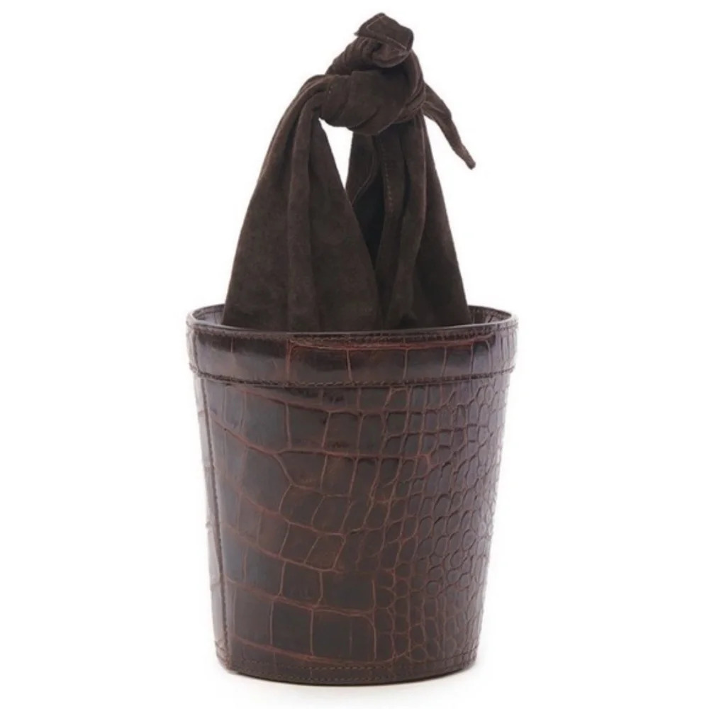 STAUD Britt Croc-Embossed Leather Bucket Bag
